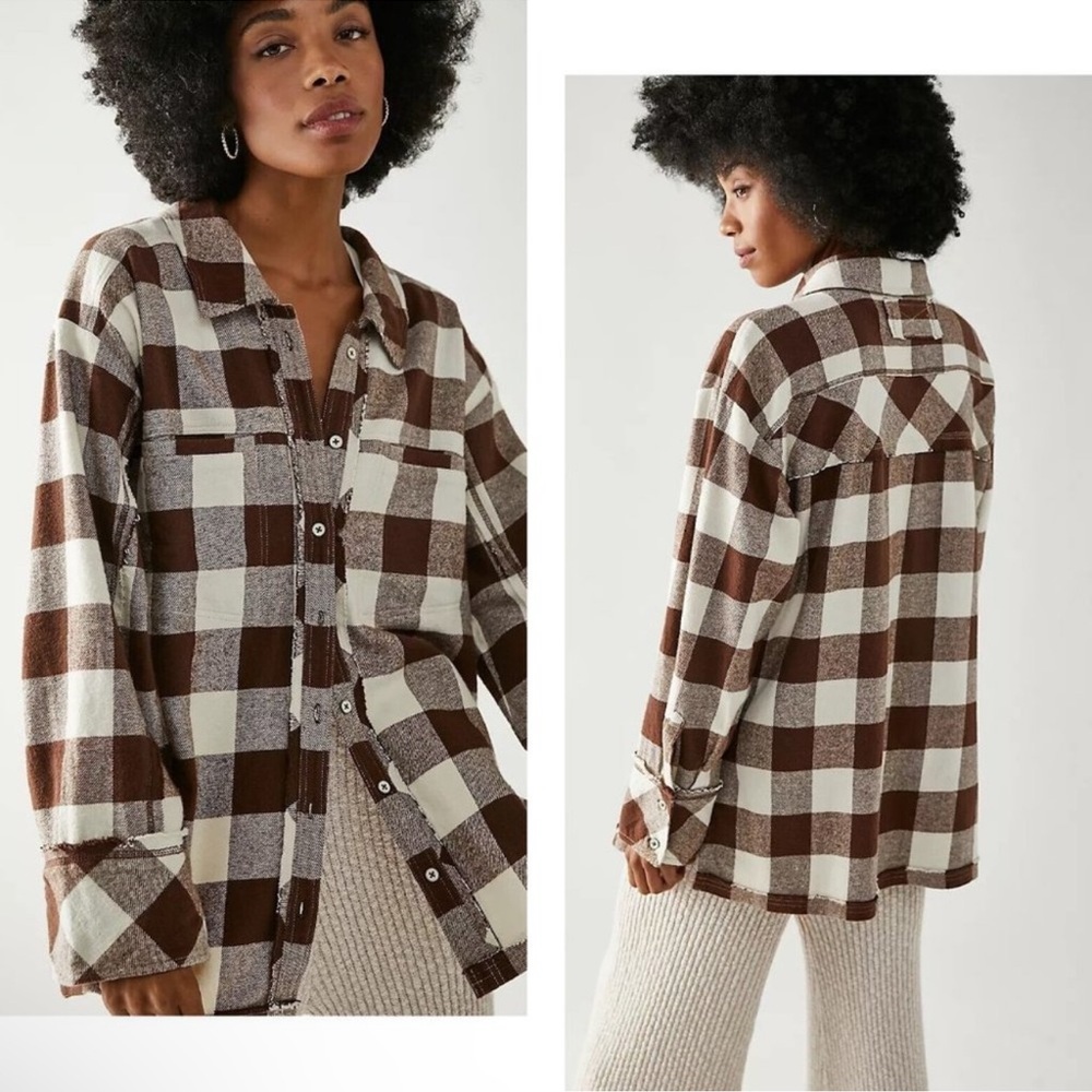 Free People We The Free So Long Summer Plaid Flannel Button Down Top